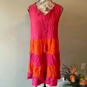 Margaux Riviera Sleeveless Tiered Dress in Pink and Orange - Women's Size M